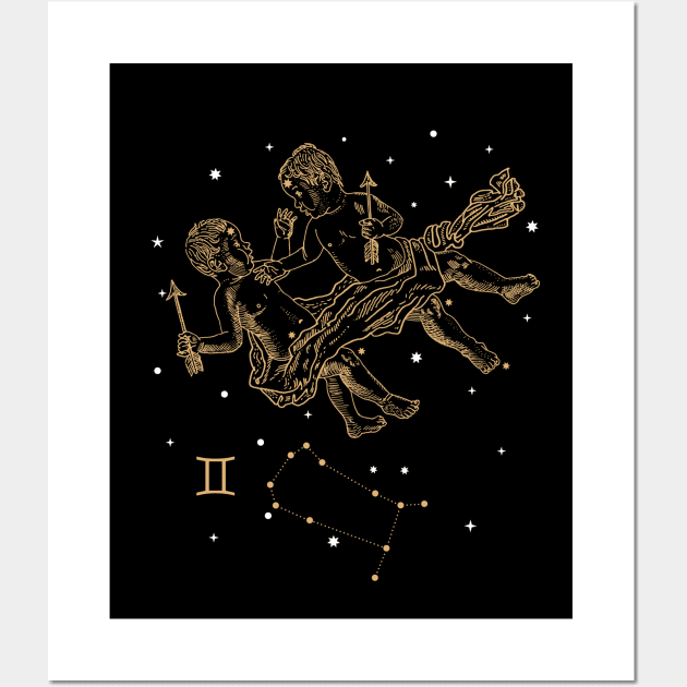 Gemini Zodiac Sign Birthday Gift for women and men, Gemini Wall Art by Happy Lime